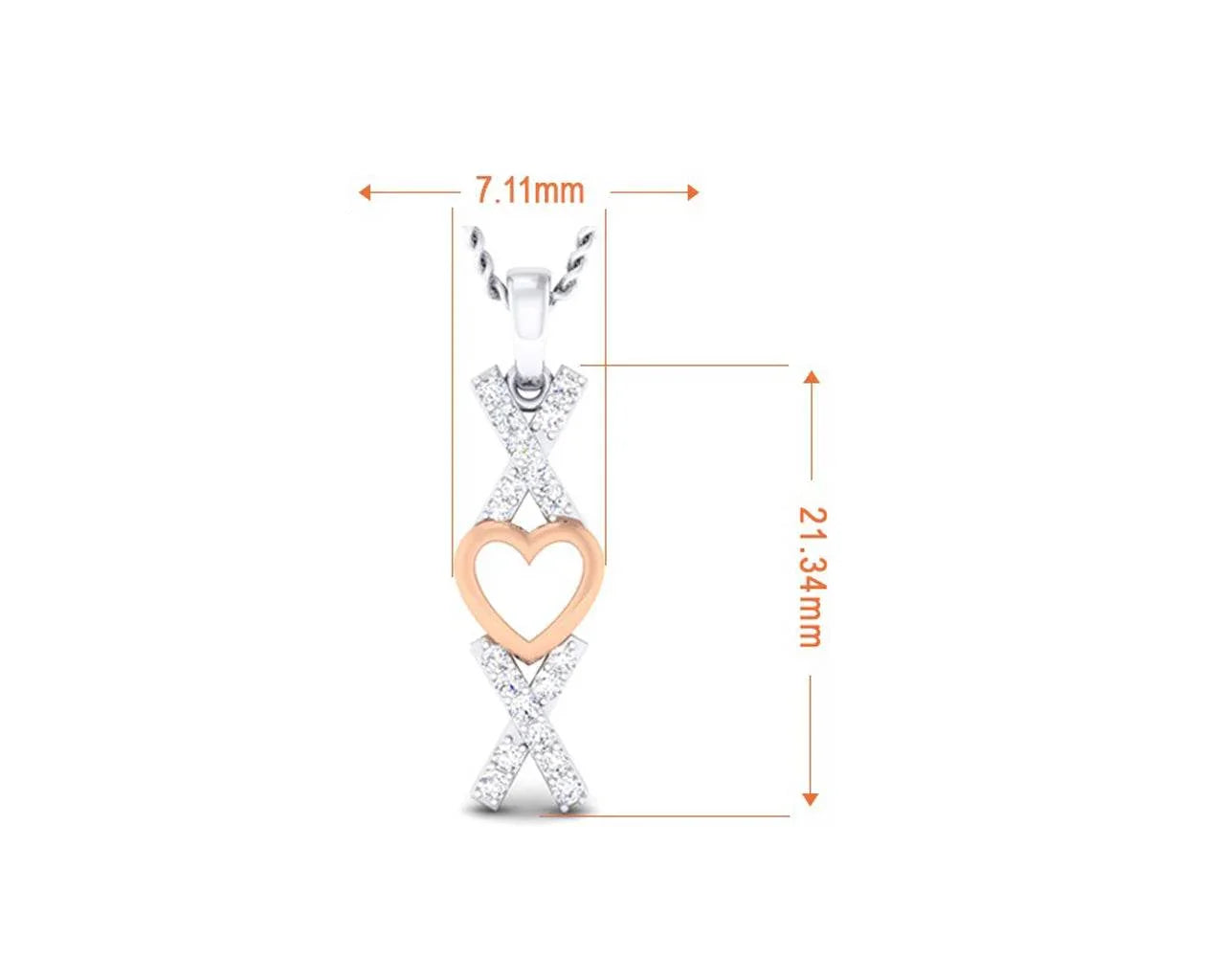 Phebe heart & Kisses Diamond Pendant in two tone 18k gold - Jewelslane