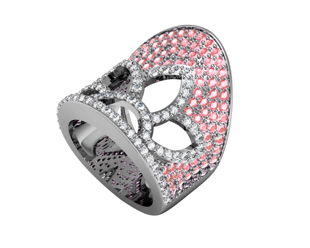 Pink Sapphires & Diamond Ring - Jewelslane