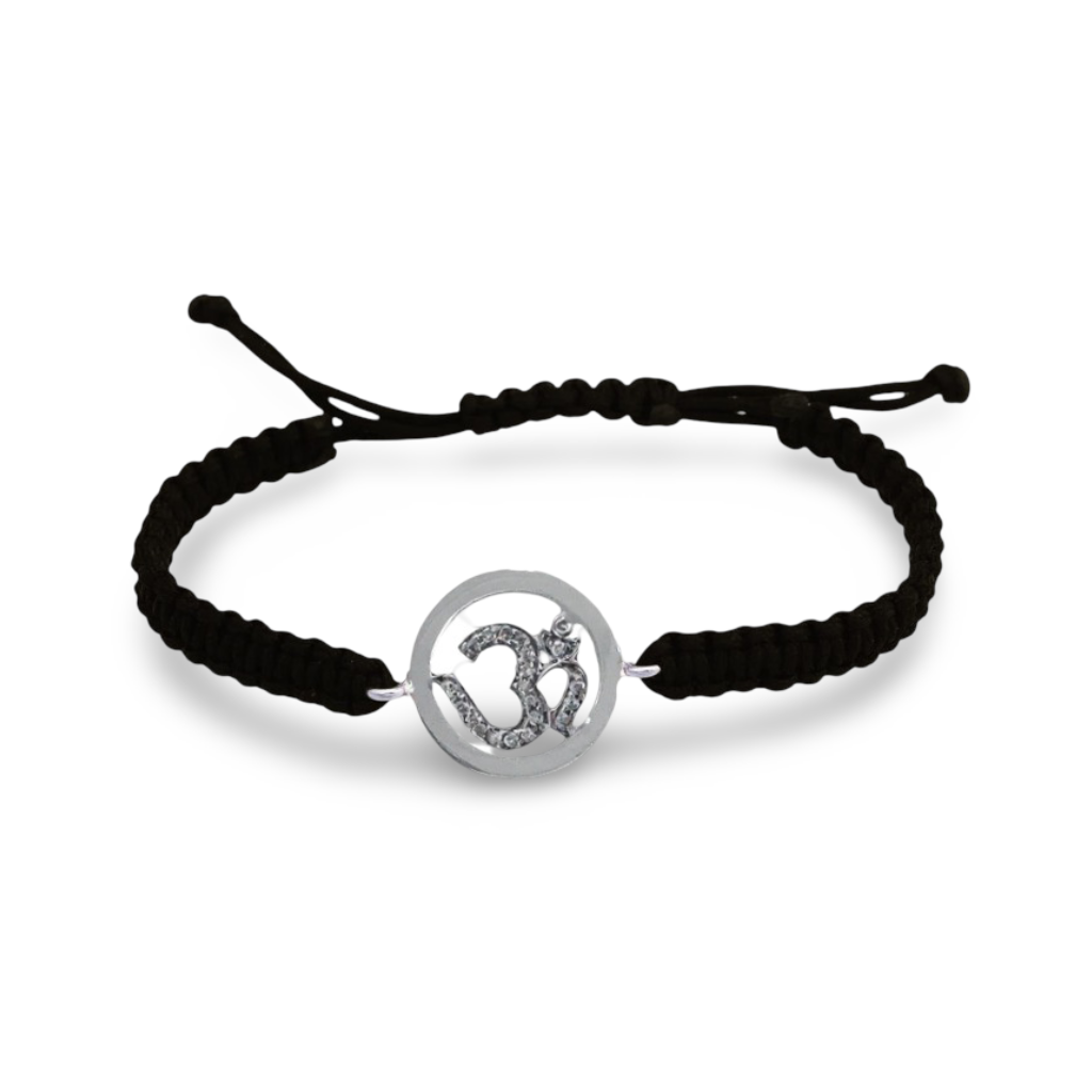 Om Bracelet Inside Diamond in Silver - Jewelslane
