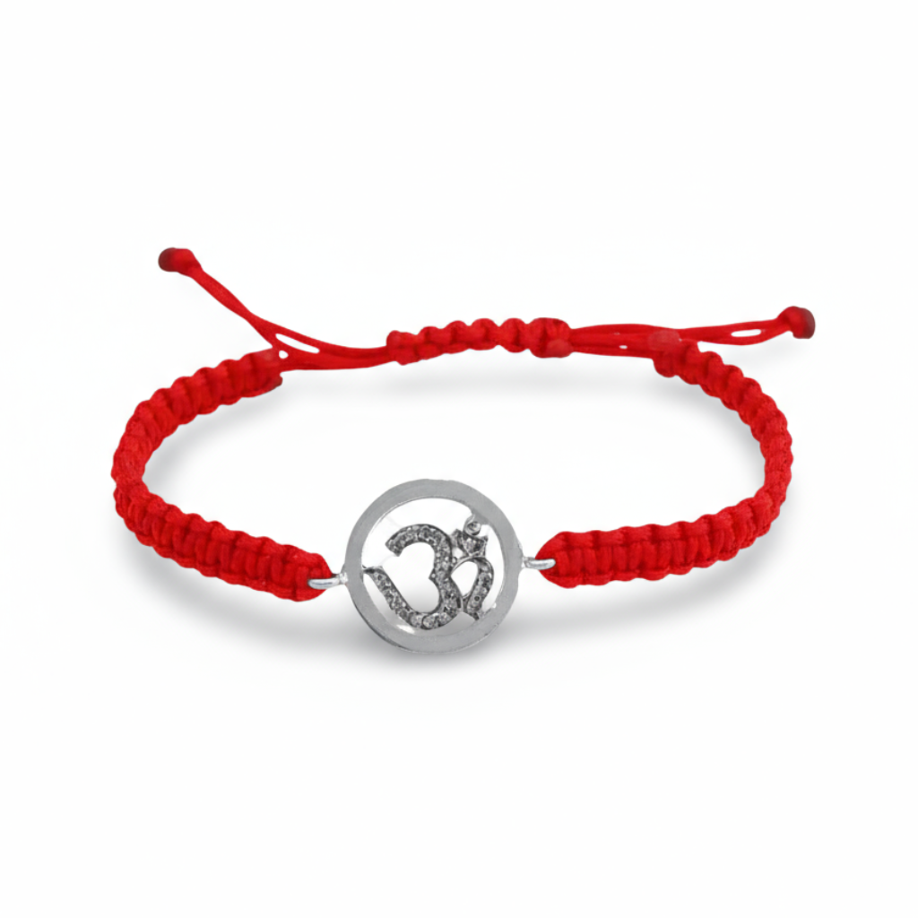Om Bracelet Inside Diamond in Silver - Jewelslane