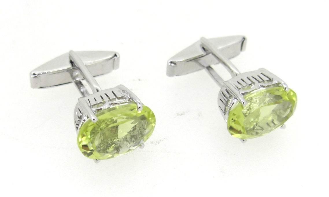 Cufflinks with Lemon Quartz in silver - Jewelslane