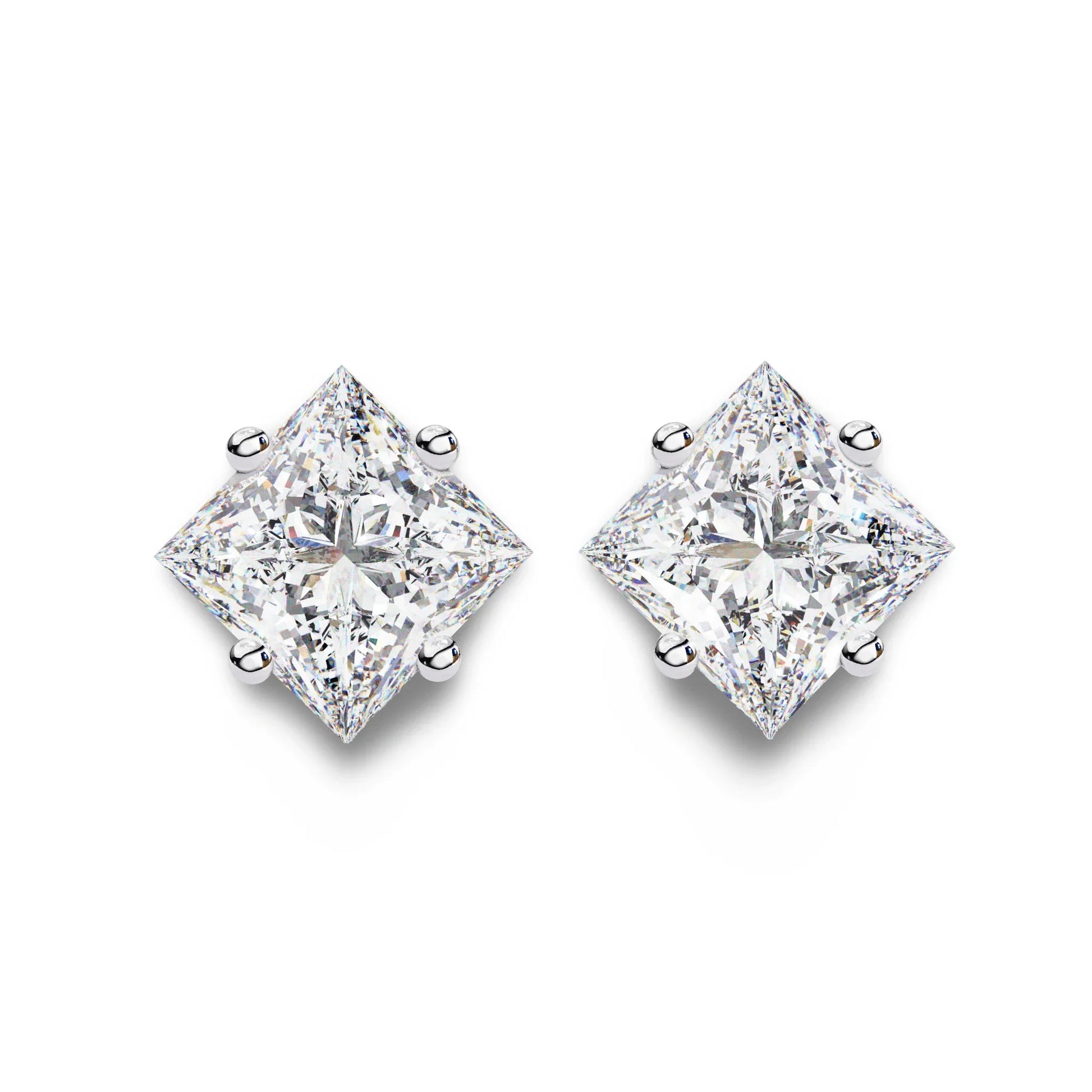 Princess Lab Grown Diamond Solitaire EarStud Earring in Gold - Jewelslane