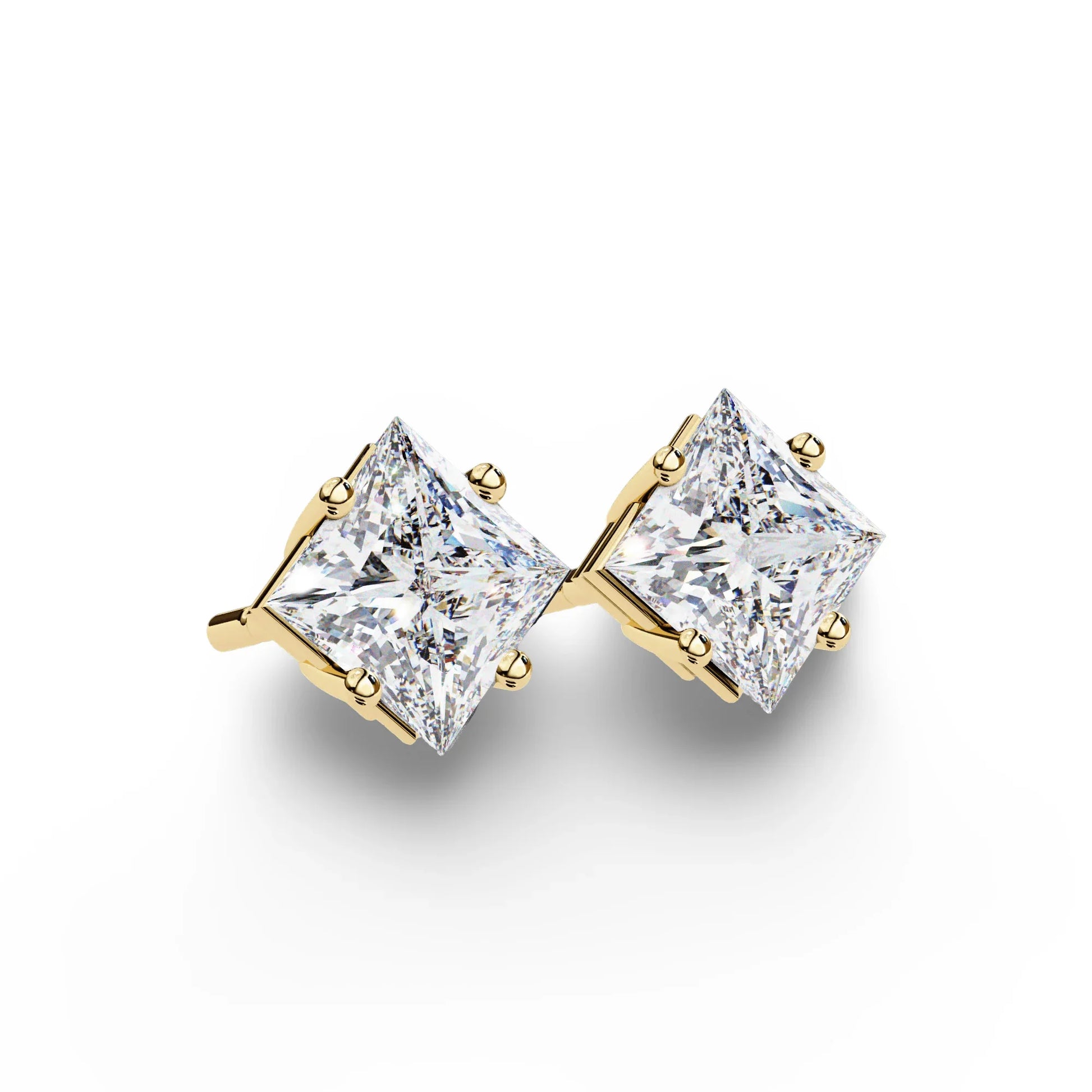 Princess Lab Grown Diamond Solitaire EarStud Earring in Gold - Jewelslane