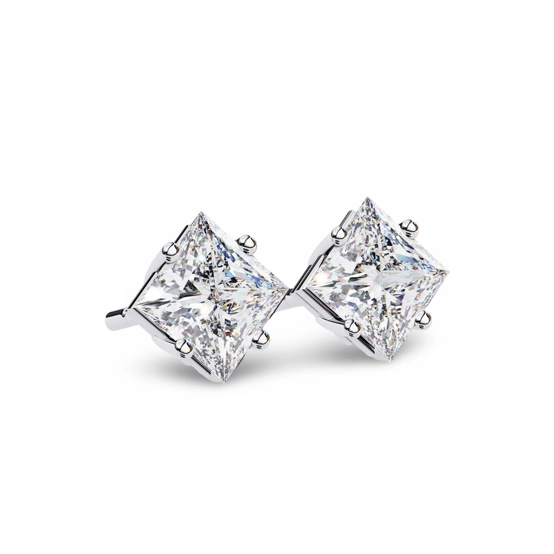 Princess Lab Grown Diamond Solitaire EarStud Earring in Gold - Jewelslane