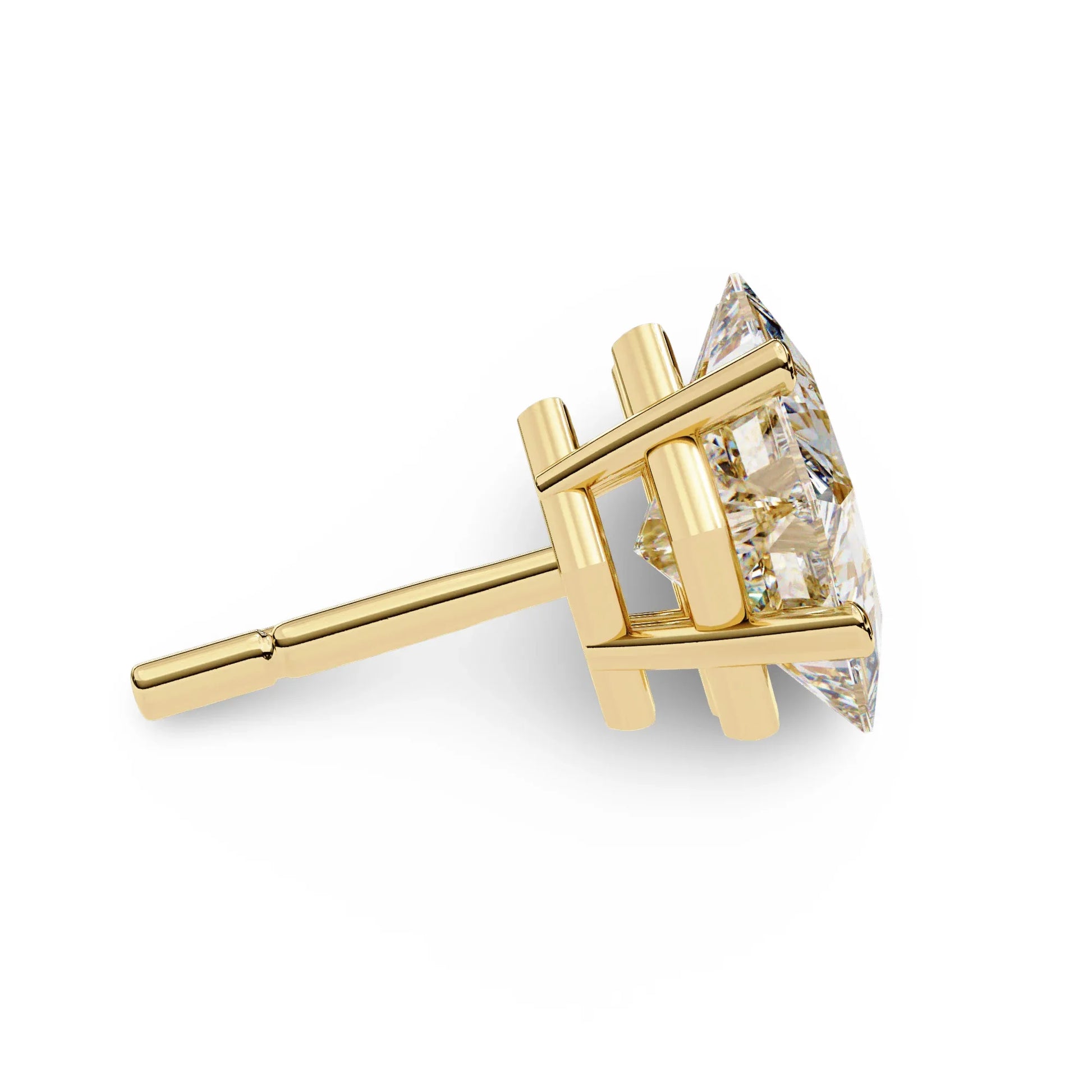 Princess Lab Grown Diamond Solitaire EarStud Earring in Gold - Jewelslane