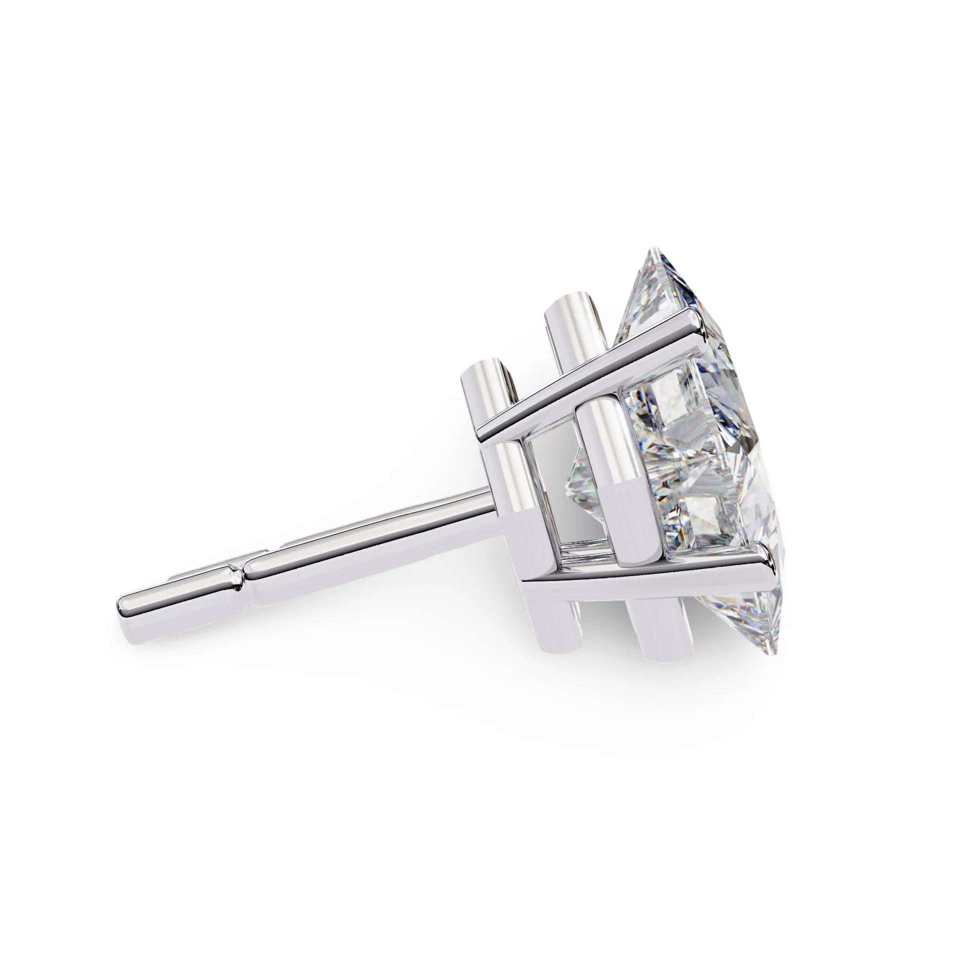 Princess Lab Grown Diamond Solitaire EarStud Earring in Gold - Jewelslane