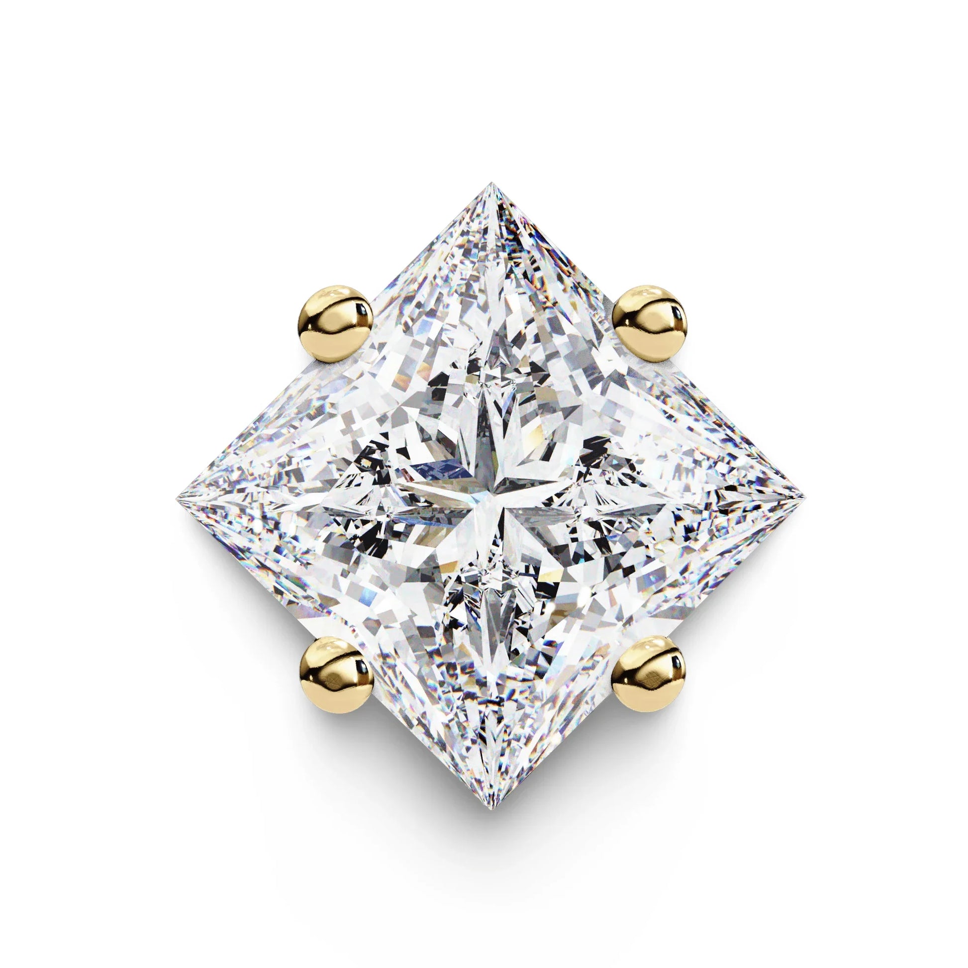 Princess Lab Grown Diamond Solitaire EarStud Earring in Gold - Jewelslane