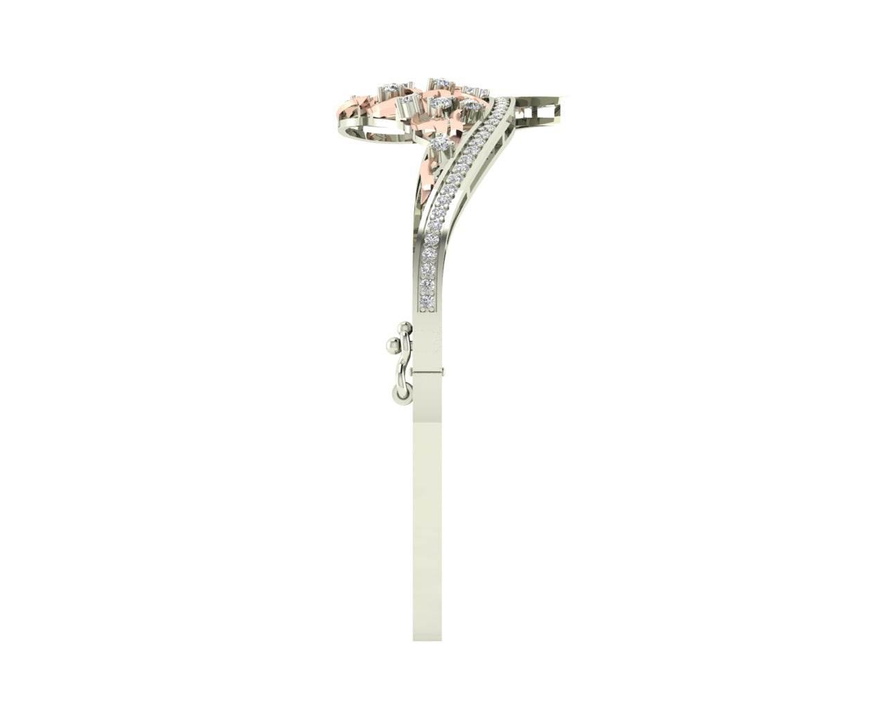 Pypa Diamond bangle in two tone rose & white gold - Jewelslane