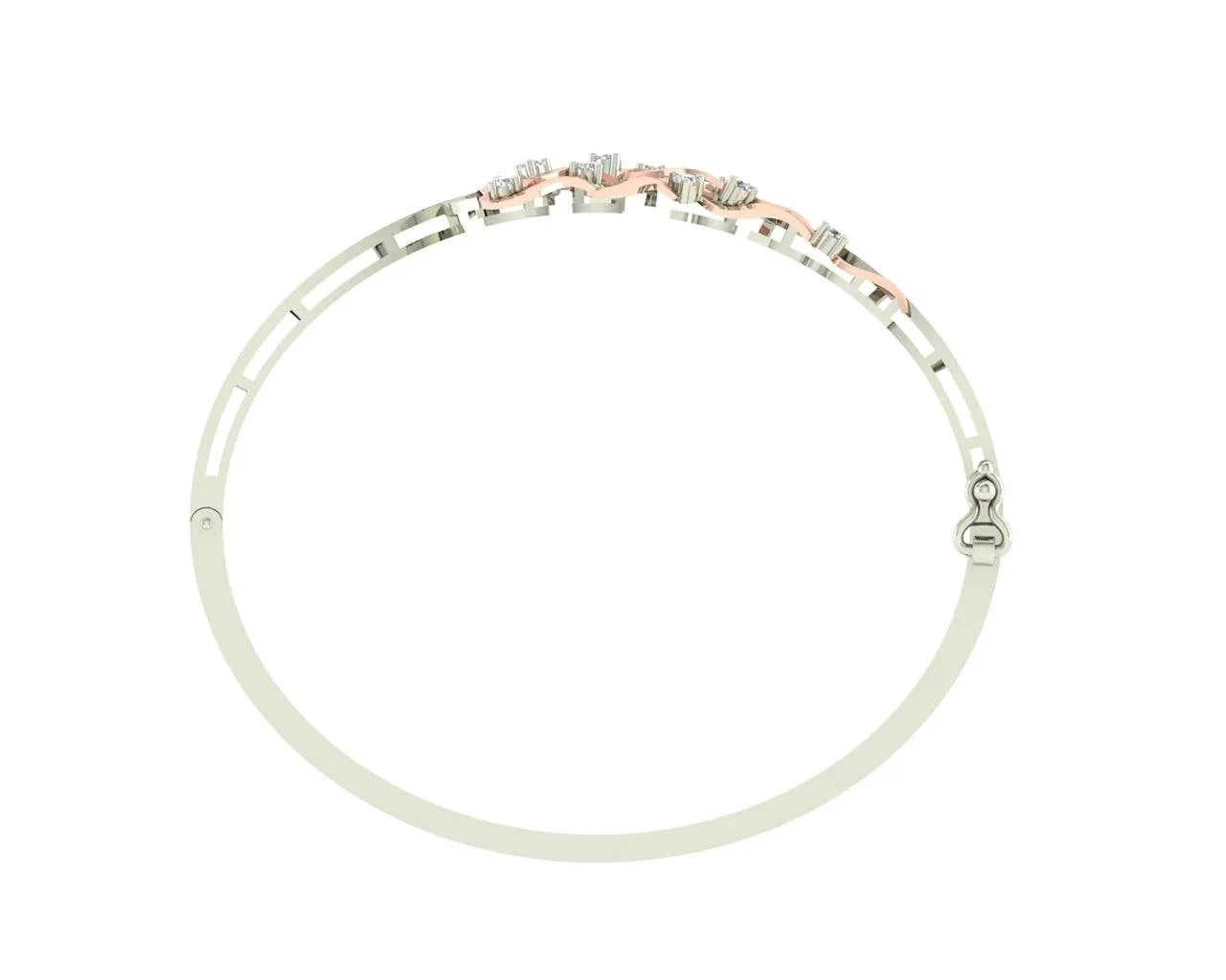 Pypa Diamond bangle in two tone rose & white gold - Jewelslane