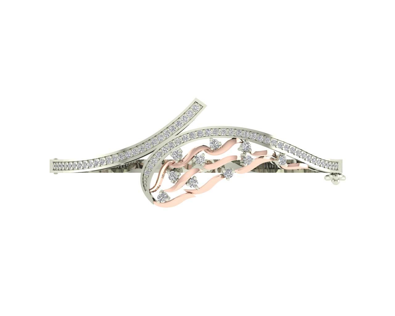 Pypa Diamond bangle in two tone rose & white gold - Jewelslane