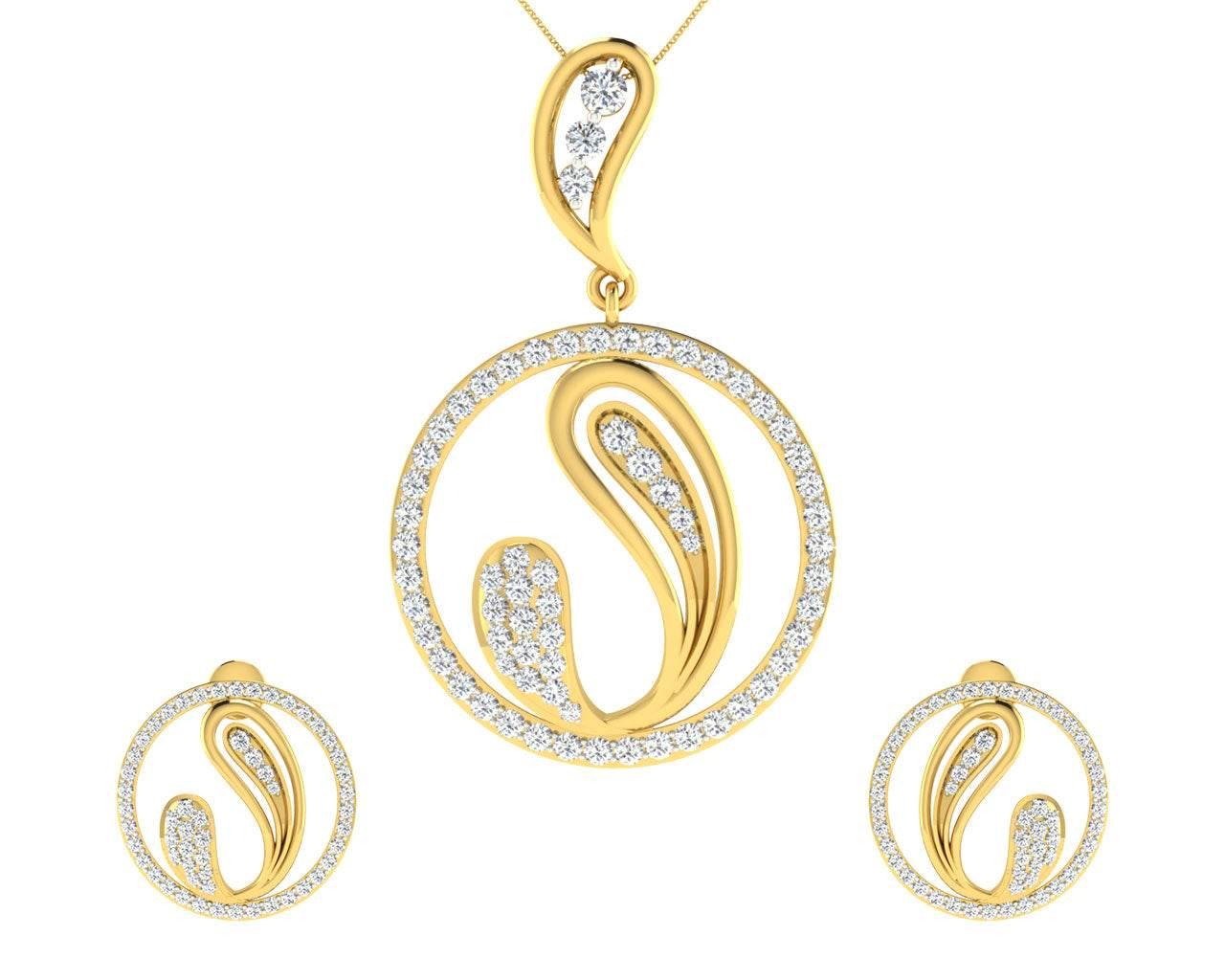 Rainie Diamond Earrings & Pendant Set - Jewelslane