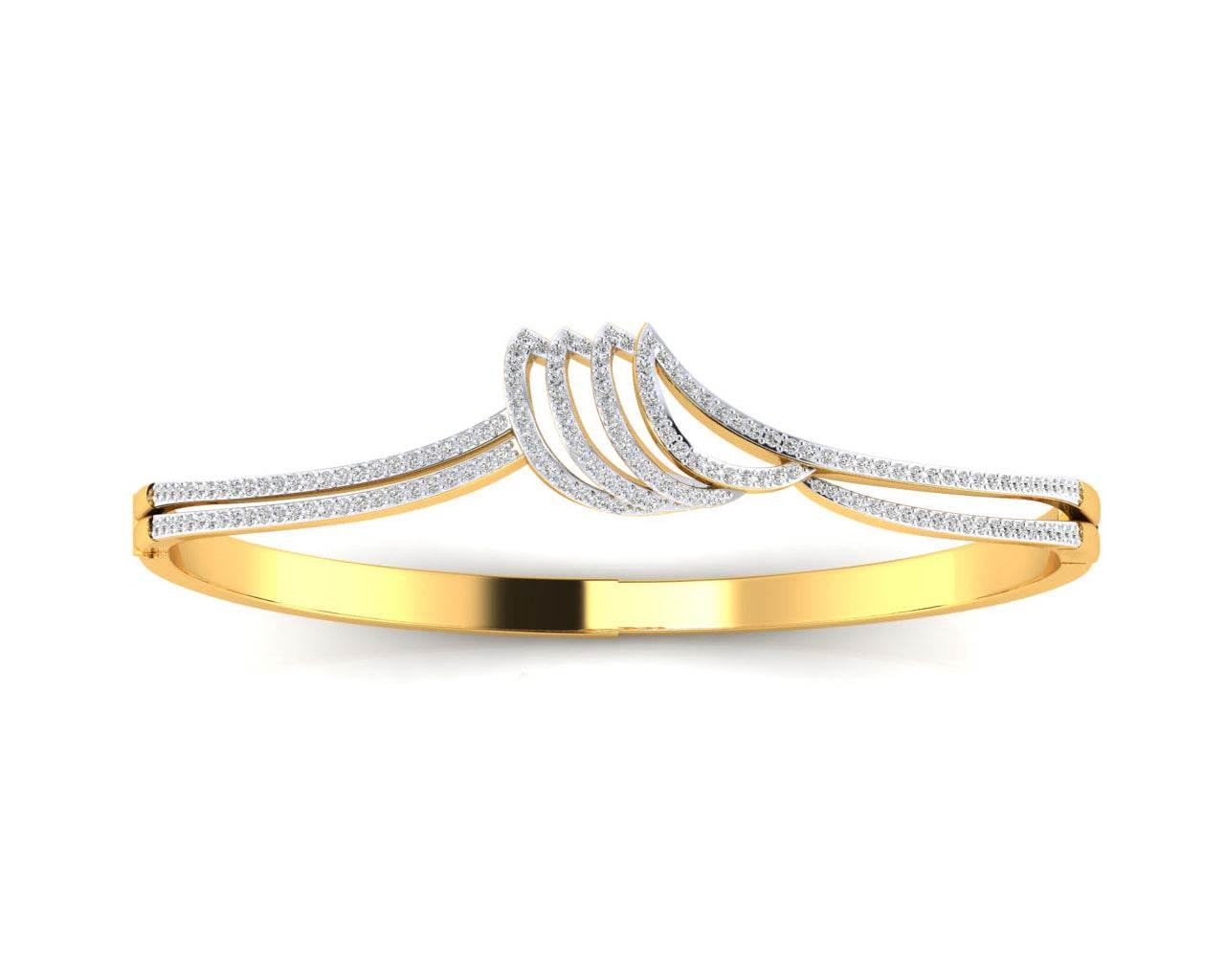 Remy Diamond Half Bangle in gold - Jewelslane