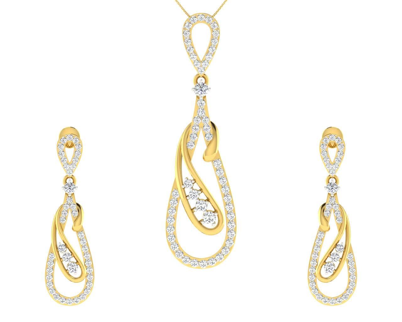 Rene Diamond Pendant & Earrings Set - Jewelslane