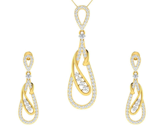 Rene Diamond Pendant & Earrings Set - Jewelslane