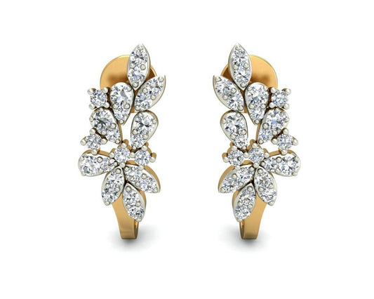 Rhia Diamond Earrings in 14k gold studded with 44 round brilliant cut diamonds - Jewelslane