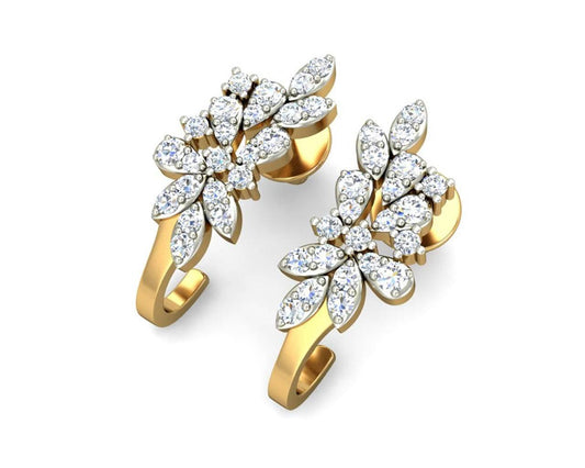 Rhia Diamond Earrings in 14k gold studded with 44 round brilliant cut diamonds - Jewelslane