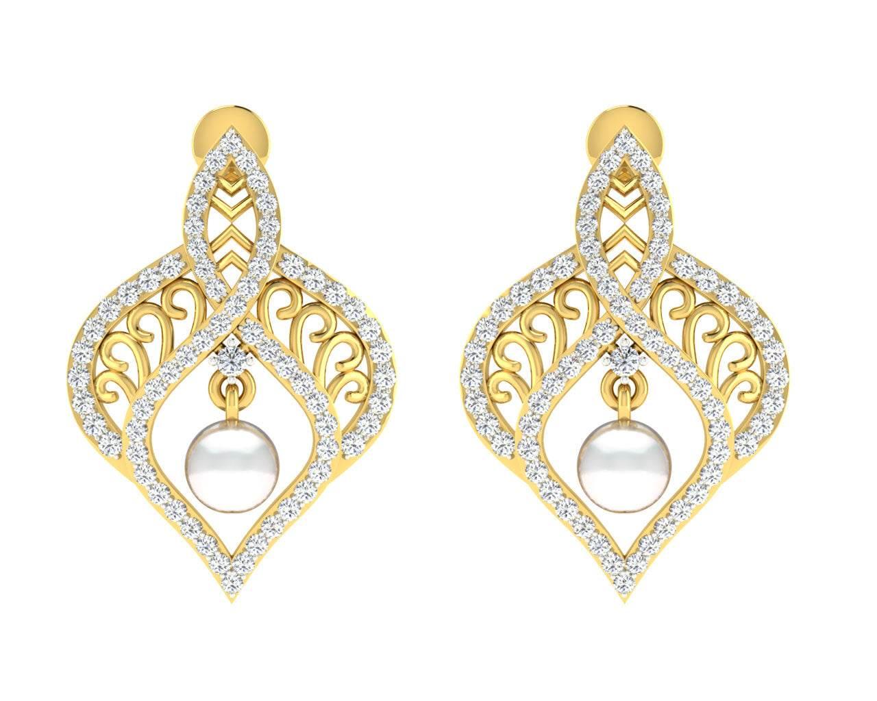 Rina Pearl & Diamond Earrings - Jewelslane