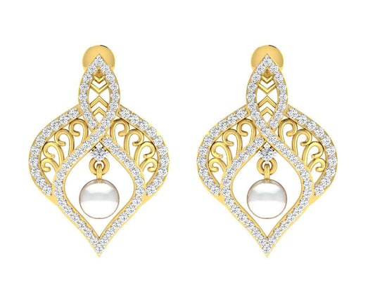 Rina Pearl & Diamond Earrings - Jewelslane