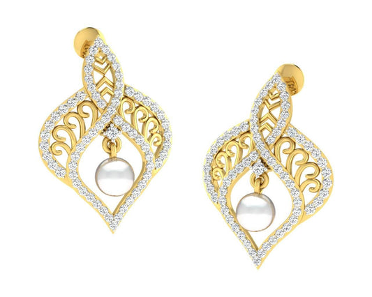 Rina Pearl & Diamond Earrings - Jewelslane