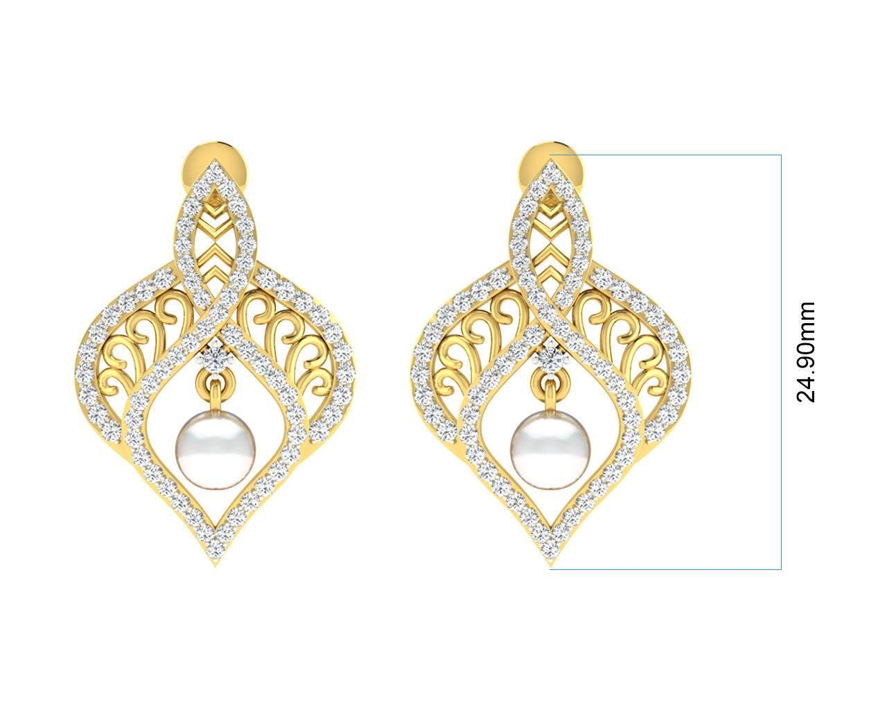 Rina Pearl & Diamond Earrings - Jewelslane