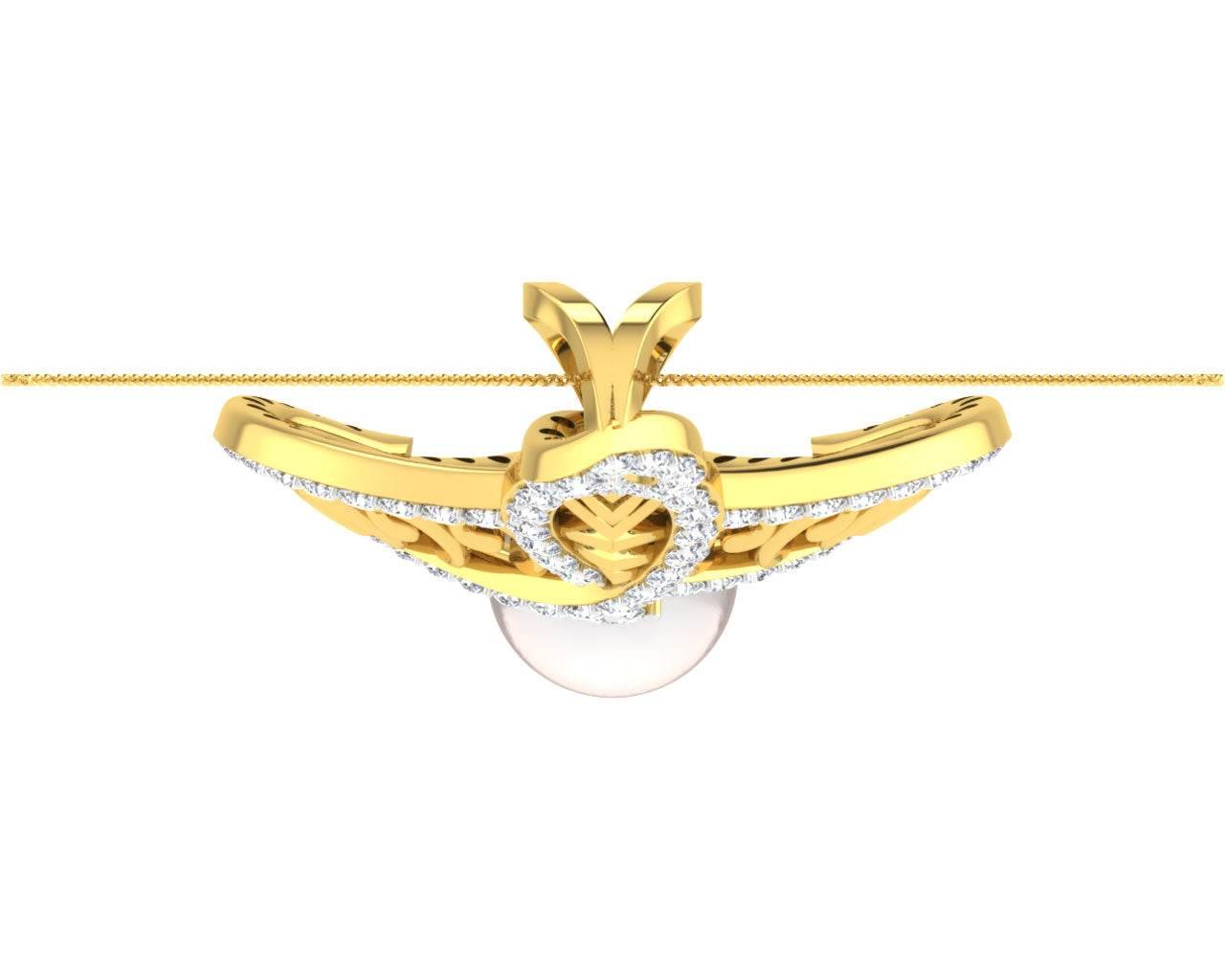 Rina Pearl & Diamond Pendant in Gold - Jewelslane