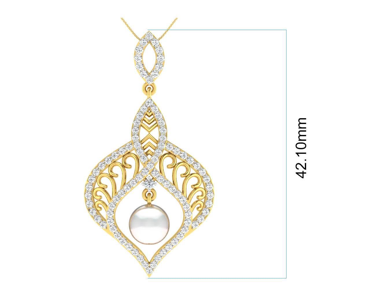 Rina Pearl & Diamond Pendant in Gold - Jewelslane