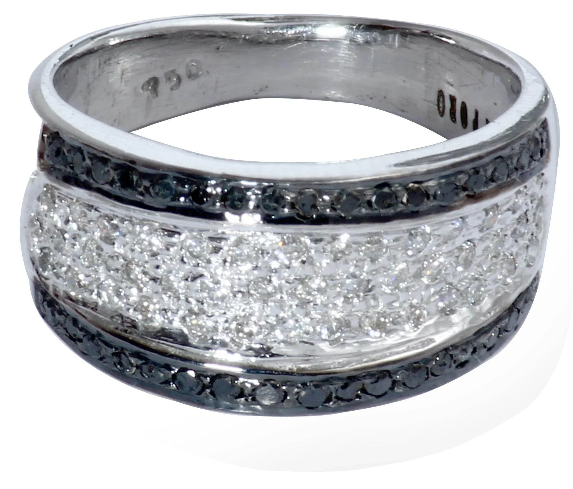 Diamond Ring with Black & White Diamonds - Jewelslane