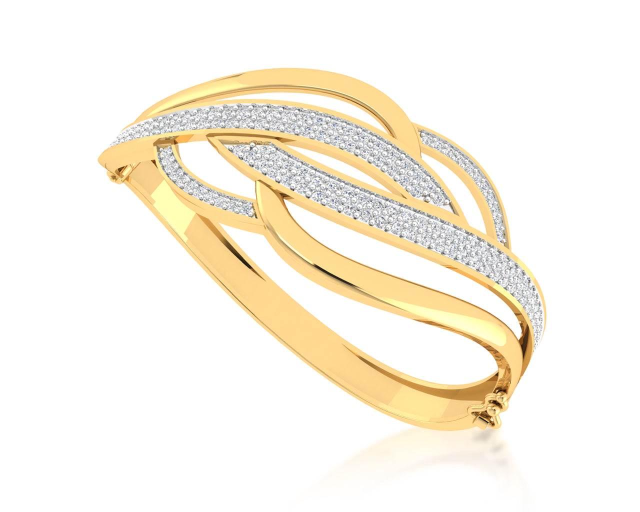 Riwa Designer Diamond Half Bangle in 14k gold - Jewelslane