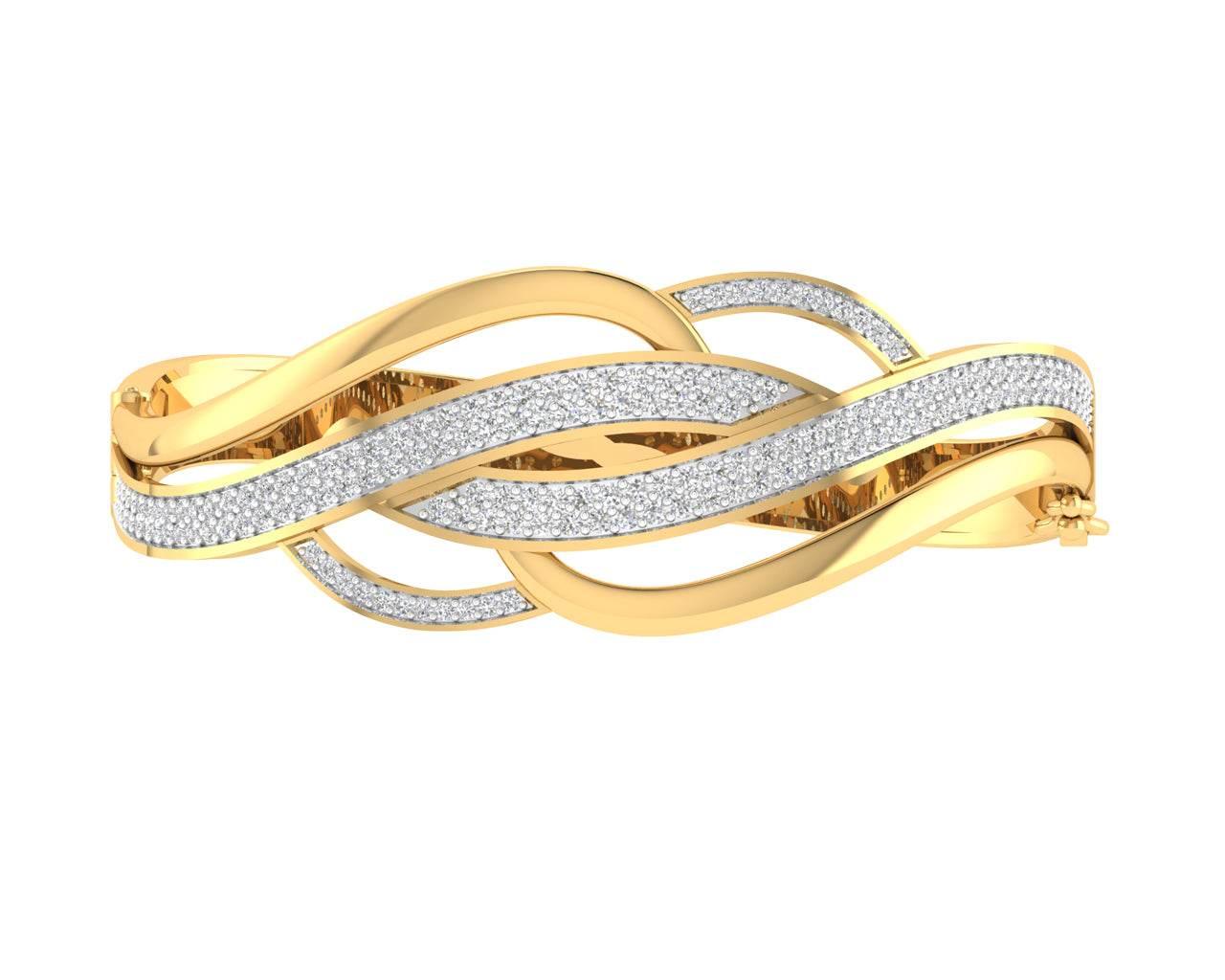 Riwa Designer Diamond Half Bangle in 14k gold - Jewelslane