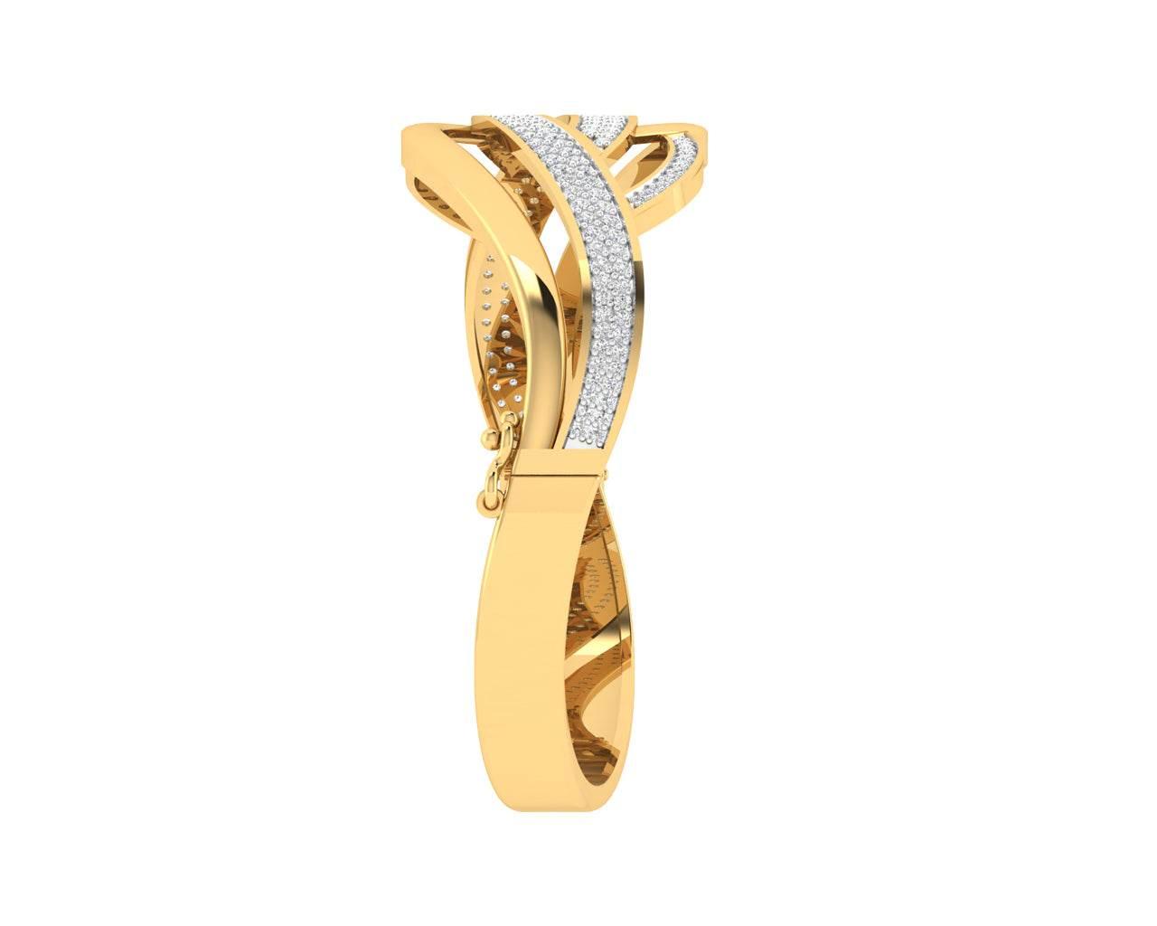 Riwa Designer Diamond Half Bangle in 14k gold - Jewelslane