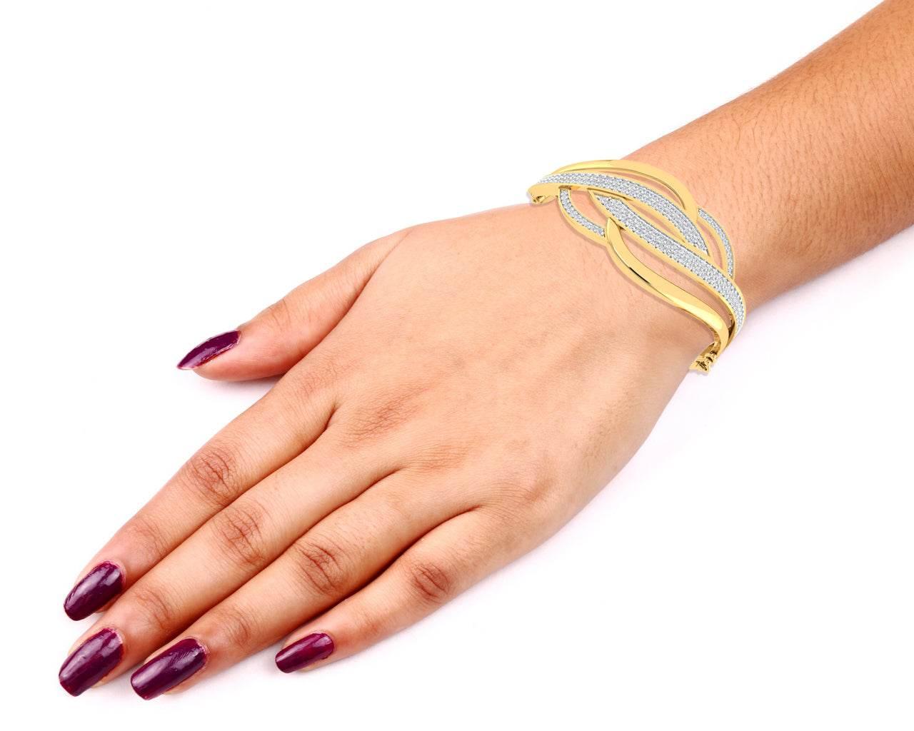 Riwa Designer Diamond Half Bangle in 14k gold - Jewelslane