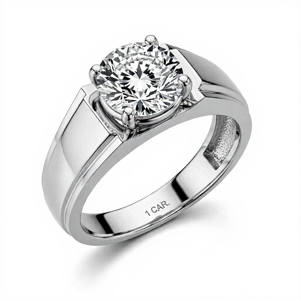 Roan Round Brilliant Cut Lab Diamond Ring for Men - Jewelslane