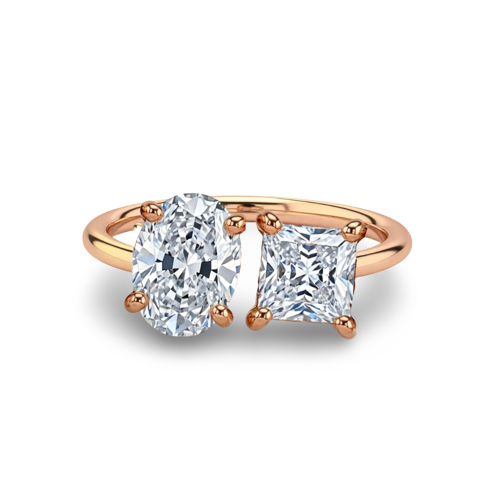 Roma Oval shape and Princess cut Lab Diamond ring - Jewelslane