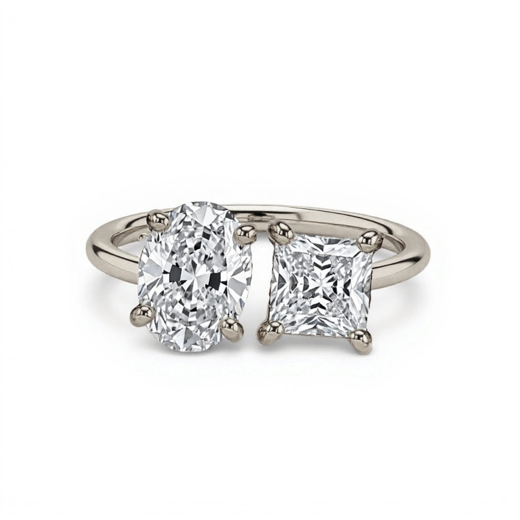 Roma Oval shape and Princess cut Lab Diamond ring - Jewelslane