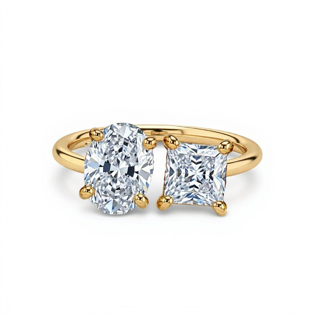 Roma Oval shape and Princess cut Lab Diamond ring - Jewelslane