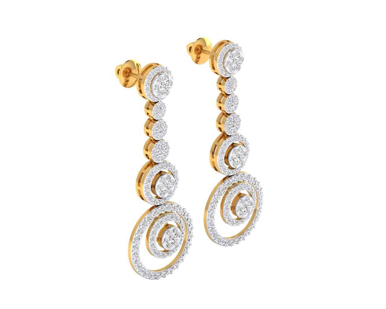 Romy Diamond Dangle drop earrings in Gold - Jewelslane