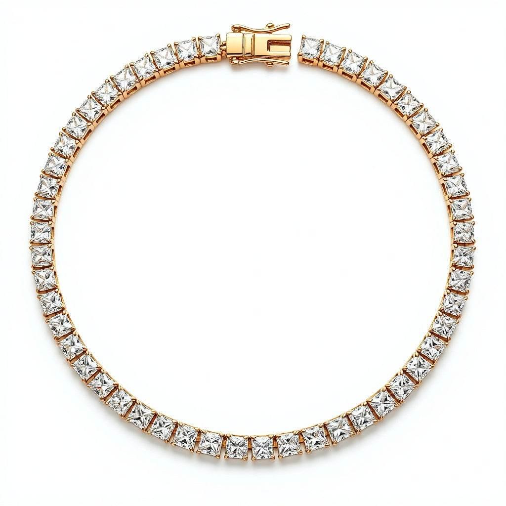 Rory Princess Cut Lab diamond Tennis Necklace - Jewelslane