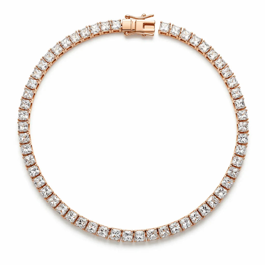 Rory Princess Cut Lab diamond Tennis Necklace - Jewelslane