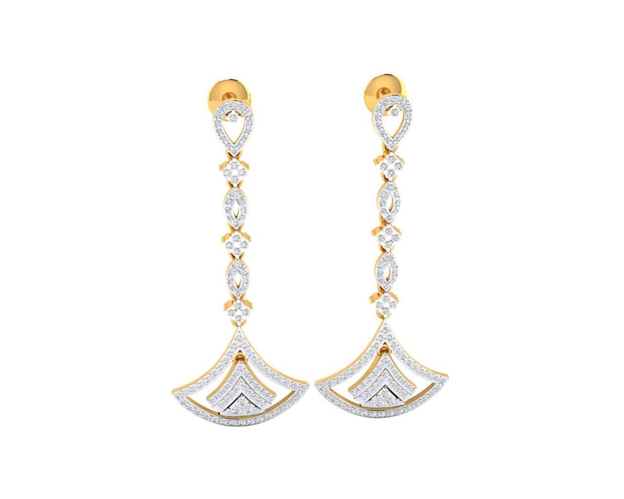 Rosa Long diamond dangle earrings in gold - Jewelslane
