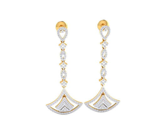 Rosa Long diamond dangle earrings in gold - Jewelslane