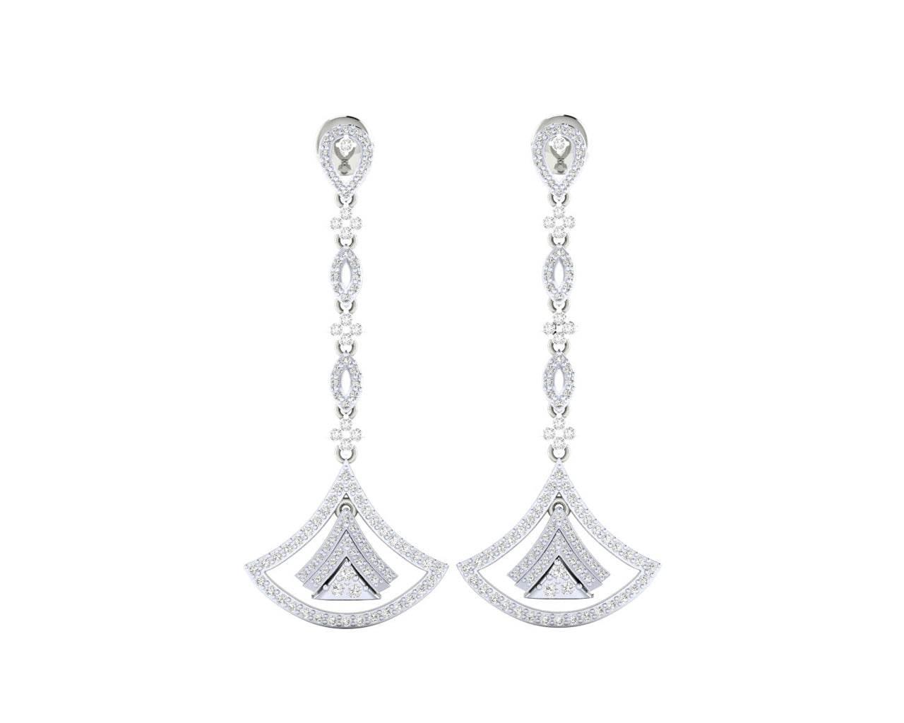 Rosa Long diamond dangle earrings in gold - Jewelslane