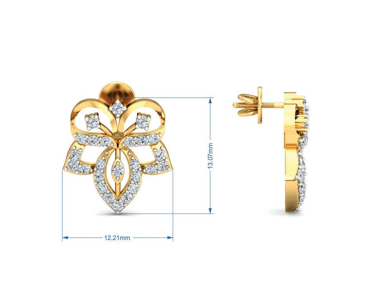 Ruhi Diamond Earrings in Gold - Jewelslane