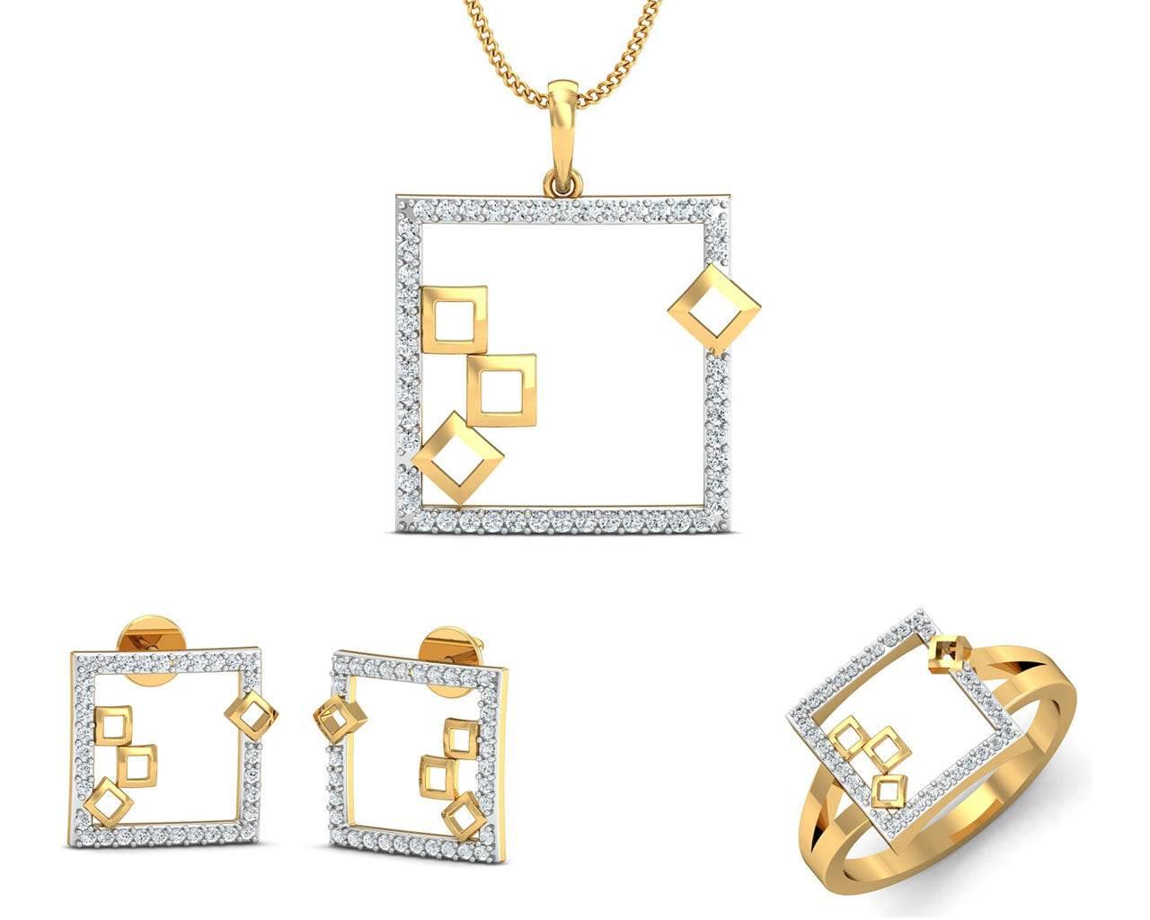 Sabina Gold & Diamond Pendant Set - Jewelslane