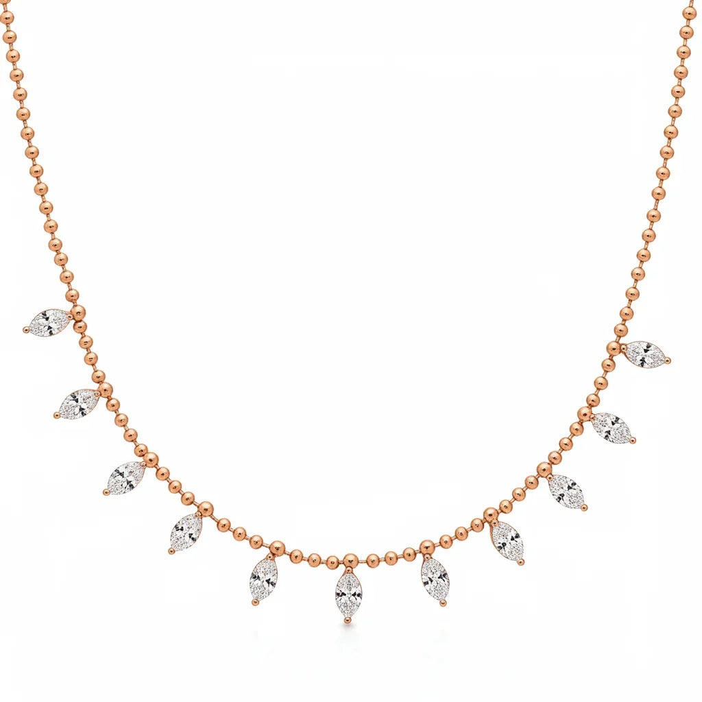 Sam Lab Grown Marquee Shape Floating Diamonds Necklace - Jewelslane