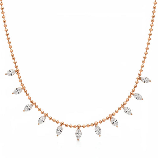 Sam Lab Grown Marquee Shape Floating Diamonds Necklace - Jewelslane