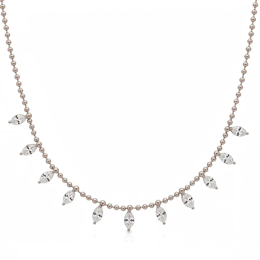 Sam Lab Grown Marquee Shape Floating Diamonds Necklace - Jewelslane