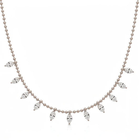 Sam Lab Grown Marquee Shape Floating Diamonds Necklace - Jewelslane