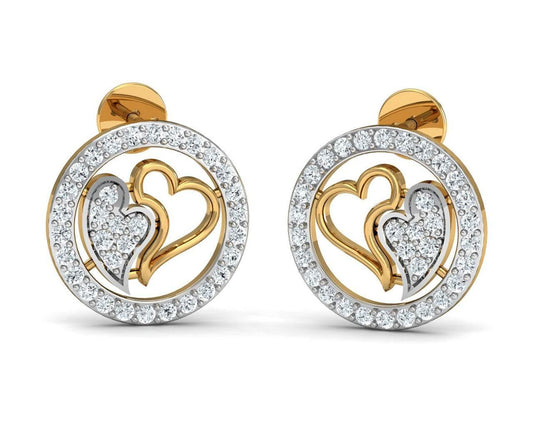 Samra Diamond Heart Earrings in Gold - Jewelslane