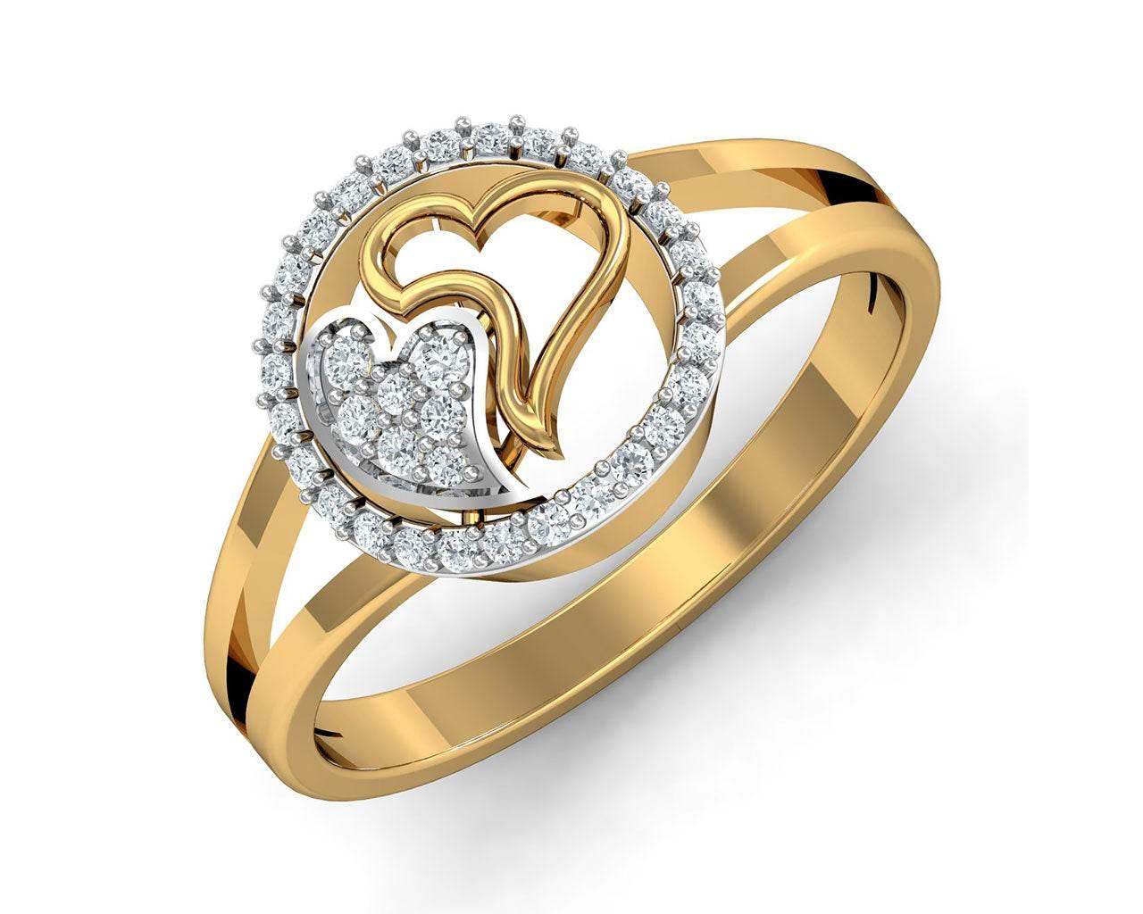Samra Diamond Hearts Gold Ring - Jewelslane