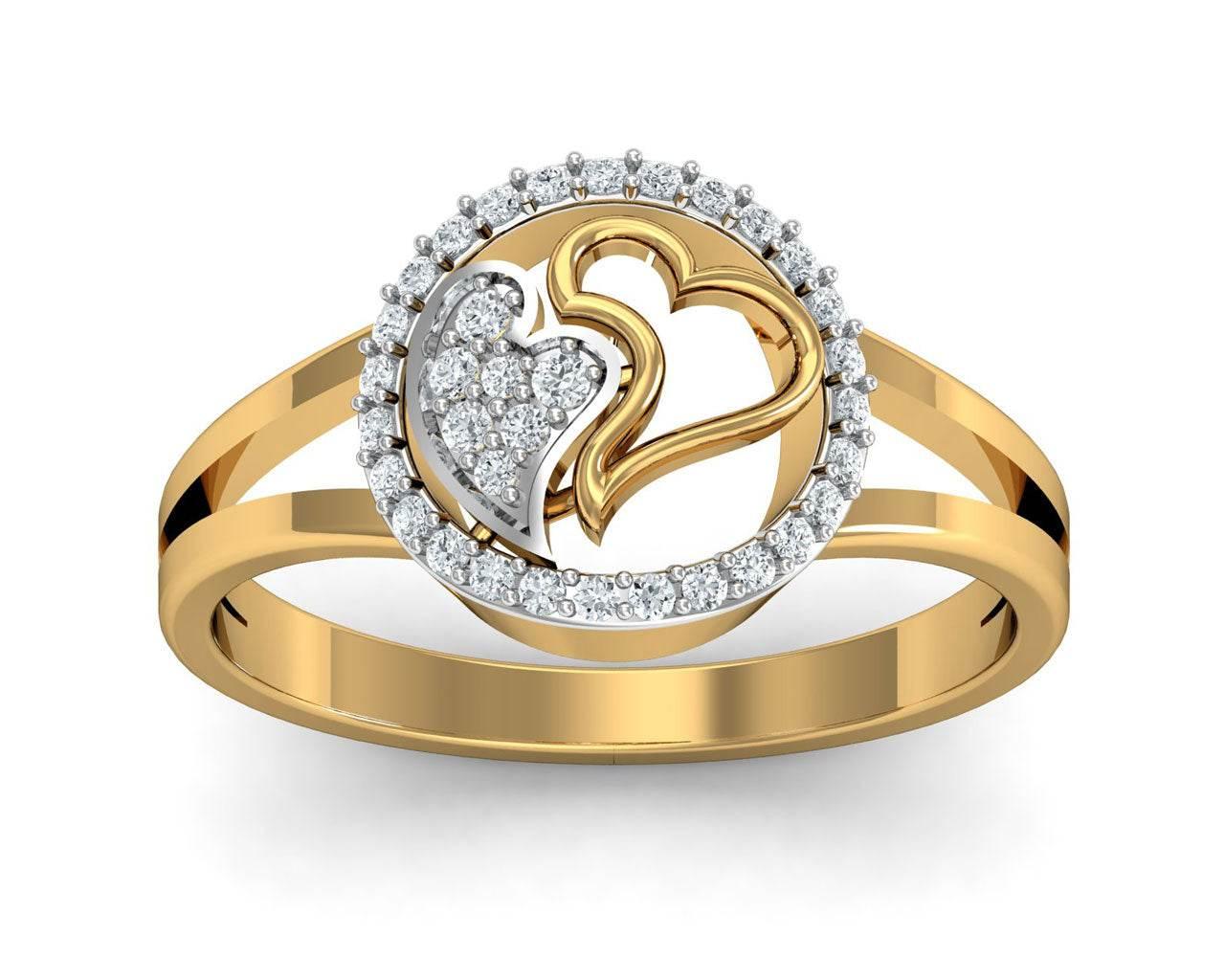 Samra Diamond Hearts Gold Ring - Jewelslane